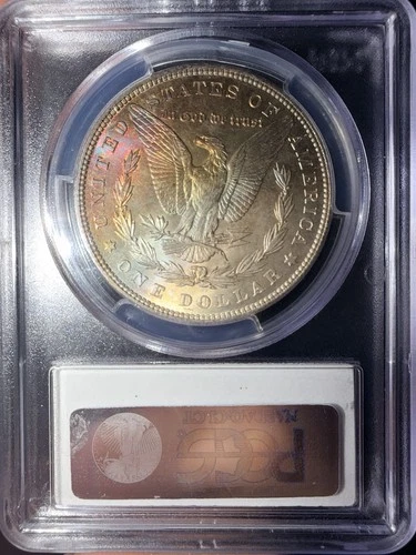 1896 Morgan Silver Dollar PCGS MS62 - EOR Rainbow 🌈 Toned Reverse