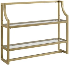 Aimee Wall Mounted Bathroom Storage Shelf with Towel Rack and Shelves, Gold