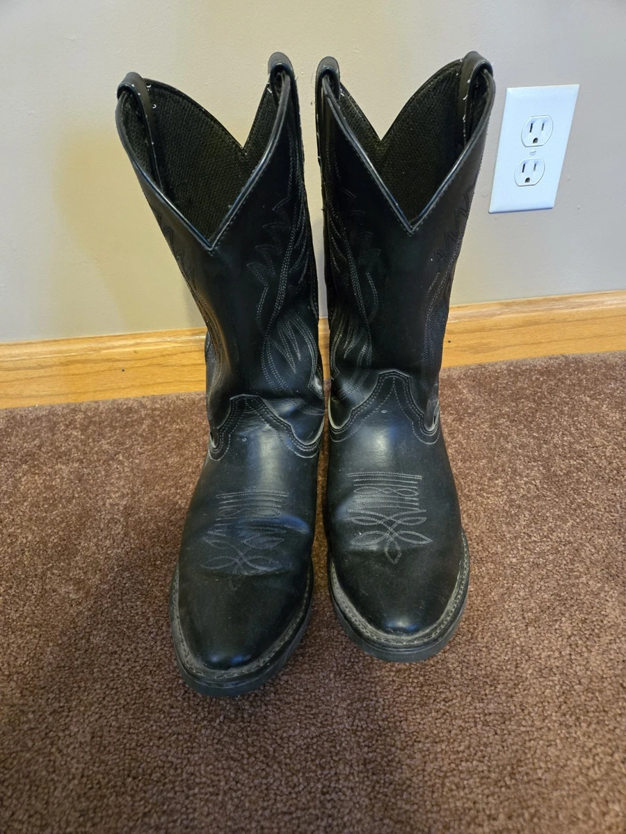 Justin Boots Mens 11.5D Roper Cowboy Western Mid Calf Black Leather Pull On Amazon.com | Justin Jasper 11 main image 2