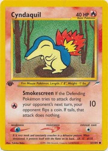 Pokemon Card - Neo Destiny 61/105 - CYNDAQUIL (common) *1st Edition* - NM