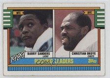 1990 Topps With Disclaimer Barry Sanders Christian Okoye #28 HOF 1d6q