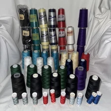 Serger Thread Lot 42 Spools / Cones Overlock, SureLock Etc & 10 Small New & Used