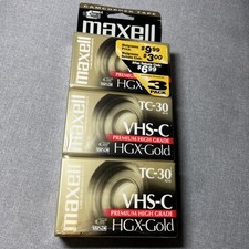 Maxell VHS-C TC-30Premium High Grade HGX-Gold Camcorder 3-pack Tapes NEW SEALED