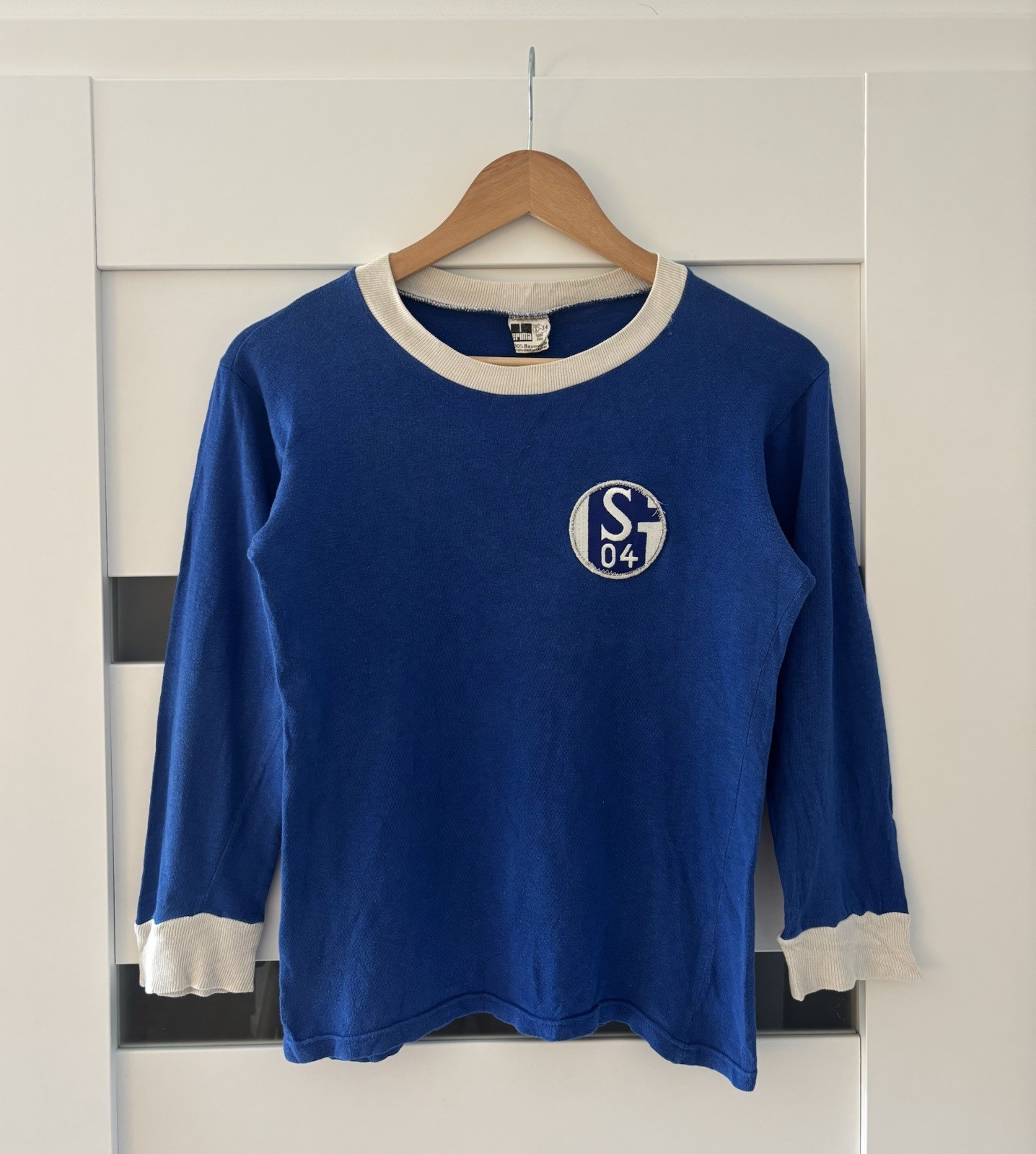 Erima Schalke 04 VTG Long Sleeve Soccer Football Shirt Archive 50s Jersey