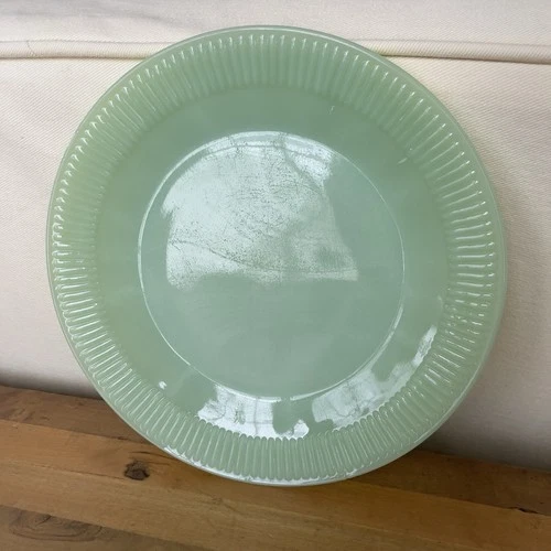 1 Vintage Fire King Jadeite Ribbed Jane Ray 9" Juncheion Plate Jadite Shows Wear