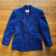 Vintage Pendleton 100 Virgin Wool Houndstooth Double Breasted Blazer Size 6