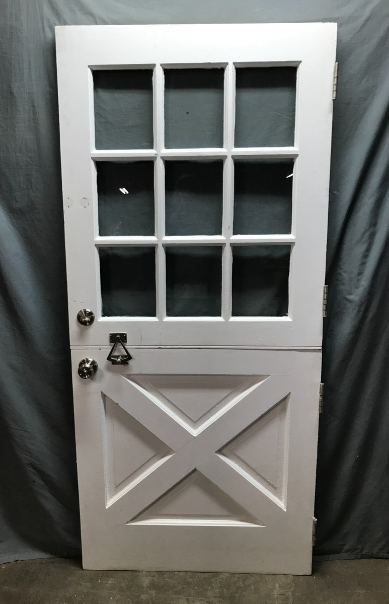 Antique VTG Solid Wood Entryway Shabby Dutch Door 9 Lite 36x80