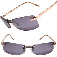 Genuine Vintage Rimless Gold Frame 80s 90s Rectangle Sunglasses