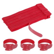 50Pcs 6 Inch Reusable Cable Ties Fastening Hook and Loop Straps Red