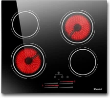 Electric Cooktop 24'' 4 Burners Stove Top Built-in Radiant Ceramic Sensor Touch