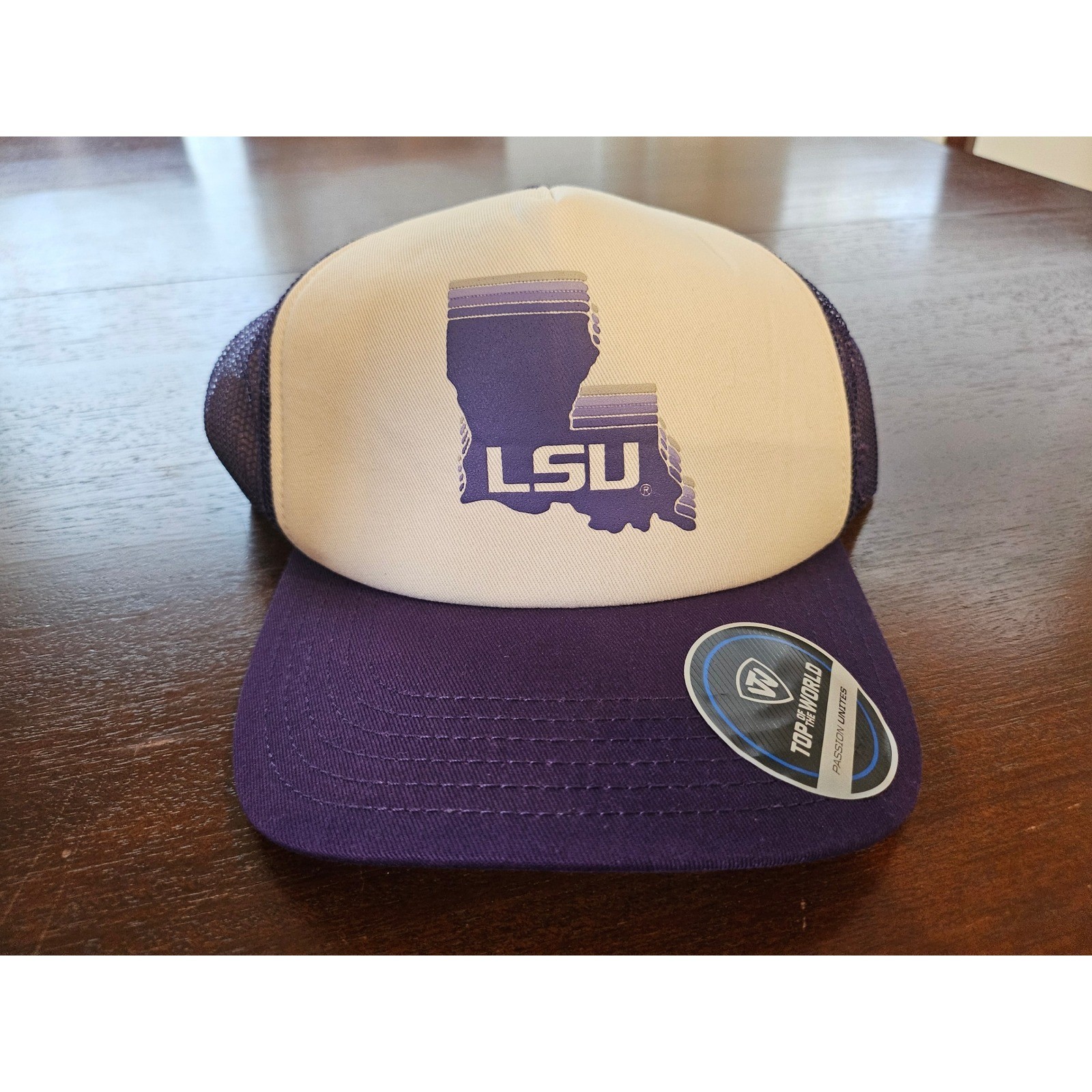 Mens Os Purple Lsu Tigers Mesh Snapback Cap