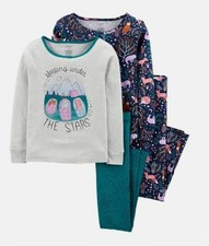 New Carter's Girls 4 piece PJs 5 year 2 Tops 2 Pants Tent Sleep Camp Stars Scout