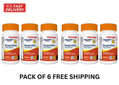 Equate Ibuprofen Tablets 200 mg Pain Reliever and Fever Reducer 100Count(6 pack)