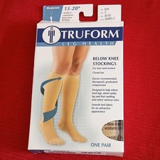 NIB Truform Below Knee Compression Stockings Closed Toe Beige 15-20 mmHg 9808BGG