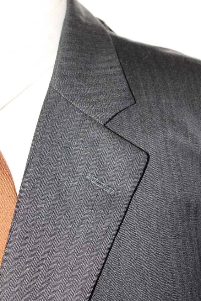 Chaqueta Blazer Paul Stuart Para Hombres Solapa Ancha Dos Botones Gris Lana Talla 44 Larga Foto 2 de 4