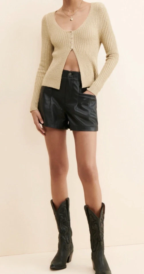 НОВЫЕ СВОБОДНЫЕ ЛЮДИ ЧЕРНЫЙ ПРЕСС ИГРАТЬ ВЕГАН ИСКУССТВЕННОЙ КОЖИ ШОРТЫ РАЗМЕР 12 - Изображение 4 из 4