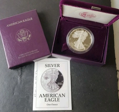 1992 S Proof $1 American Silver Eagle Dollar