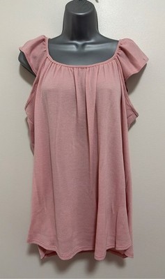 NWOT Heimish Ruffled Sleeve Top Waffle knit in pink size 2X