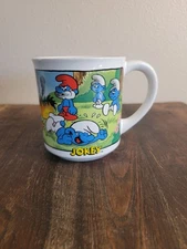 Vintage 1982 Collectible "Jokey" Smurfs #1596 Made In Japan Ceramic Coffee Mug