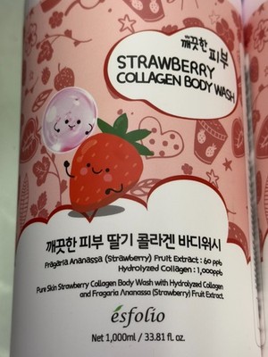 korean white pink strawberry and glutathione 2-Pack) Esfolio PURE SKIN COLLAGEN BODY WASH Made in Korea 1000ml Glutathione – Bệnh Viện collagen coffee drink Size:100mg
