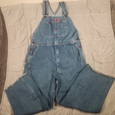 Dickies Men's Blue Denim Bib Overalls Carpenter Workwear 38x32