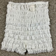 Vintage White Ruffled Lace Bloomers High Waist Smocked Dance Pants Medium USA