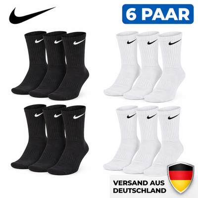 Nike Cushioned Crew Tennissocken 6 Paar, Schwarz oder Weiß