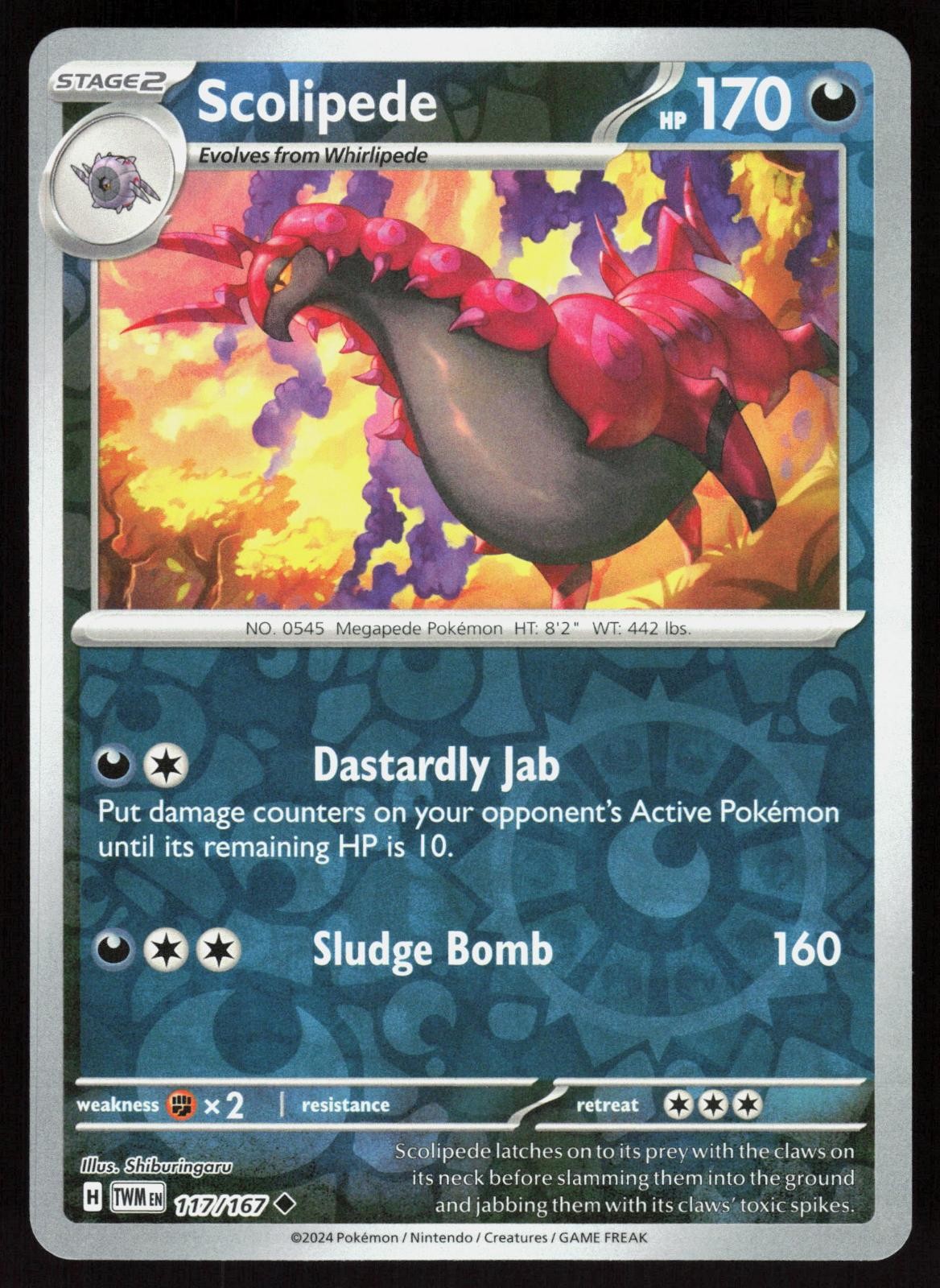 Scolipede 117/167 Uncommon Twilight Masquerade Pokemon Reverse Holo Near Mint