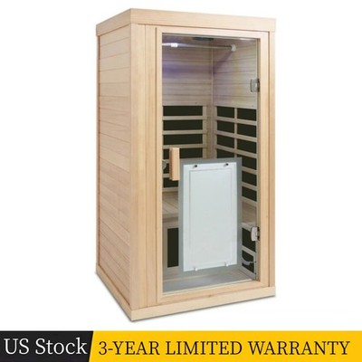Far Infrared Hemlock Sauna Room 1 Person Indoor Sauna Home Detox Spa 1350W 440lb