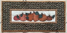 Handmade Appliqu d Quilted Table Runner/Wall Quilt 12.25"x25" PUMPKIN ROW New