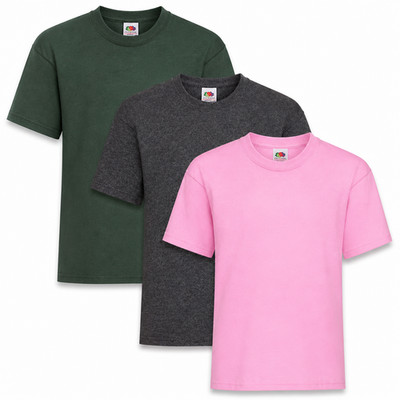 Fruit of the Loom Kinder Valueweight T-Shirts 3er Pack School Club Mix Flaschengrün