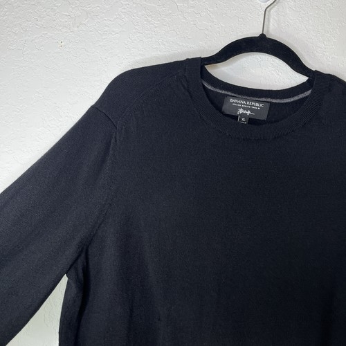 Banana Republic Italian Merino Yarn By Baruffa Mens Black Sweater Size XL Casual - Picture 2 of 8