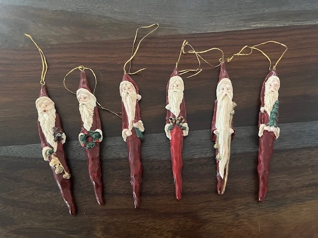 Pencil Santa Ornaments - Set of 6  