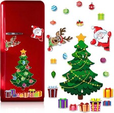 Magnetic Christmas Tree with Reusable Ornaments for Fridge Decor