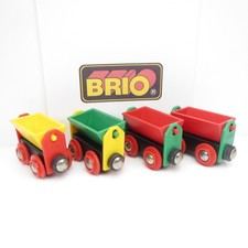 Tipping Wagon Vintage BRIO Wooden Railway Lot of 4