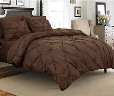 Duvet Cover  Pillow Sham Set Luxury 3 Piece Pinch Pleat Pintuck Polyester Queen