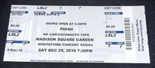 2018 Phish Concert Ticket Stub MSG 12/29/18
