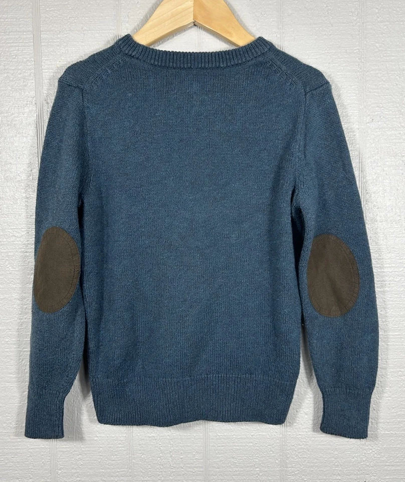 Suéter Verde Corte Redondo Niños 4/5 Cuello Redondo Imitación Cuero Codera Lana Merino Foto 2 de 4