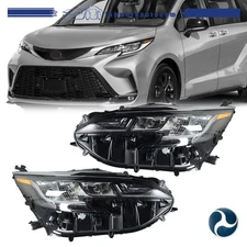 Left+Right Side Headlight For Toyota Sienna LE XLE 2021-22 LED w/ DRL Chrome