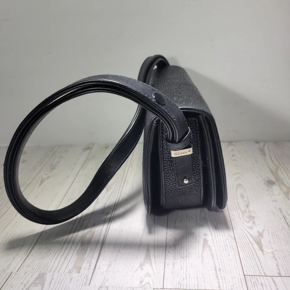 Bolso Mensajero Bandolera Cuero Piel Verde Raya Genuino Foto 3 de 4