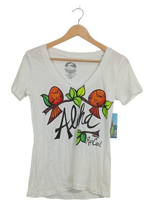 Rip Curl Aloha Damen T-Shirt Weiß Gr. M V-Ausschnitt Hawaii Surf