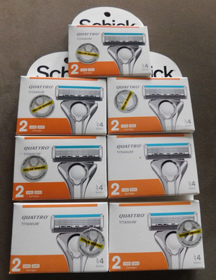 Lot Of 7 Schick Quattro Titanium Razor 4 Blade Refills, 2 Cartridges Each NIP *