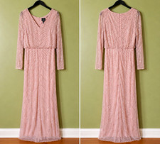 Adrianna Papell Long Sleeve bedded dress long sleeve V neck. original $300