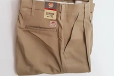 Red Kap Men's Work Pants Khaki Pleated Uniform Durable Stain Resistant 30x37