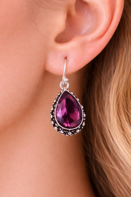 Rhodolite Gemstone 925 Sterling Silver Jewelry Dailywear Boho Earrings 1.41''