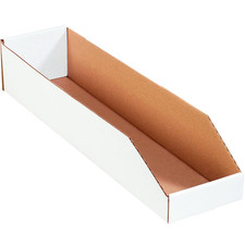 BBINMT624 Open Top Bin Boxes, 6" X 24" X 4 1/2", Oyster White Pack of 50 