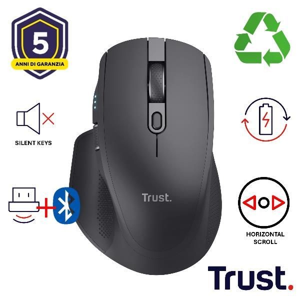 Trust Ozaa+ mouse Ufficio Mano destra RF senza fili + Bluetooth Ottico 3200 DPI - Immagine 8