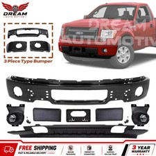 Front Bumper Paintable Steel & Fog Lights Assembly Kit For 2009-2014 Ford F-150