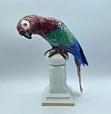ANTIQUE BEHSCHERZER BAVARIA PORCELAIN 12" FIGURINE OF A PARROT, OUTSTANDING!
