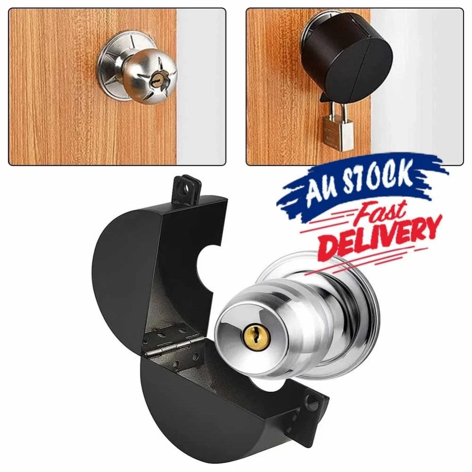 Door Knob Lockout Device with Padlock Durable Iron Door Handle Lock Cover